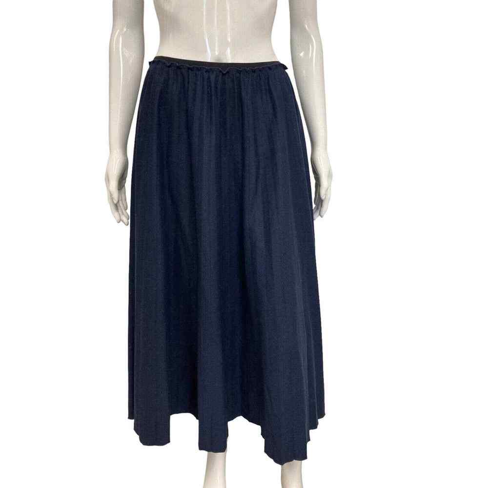 RED VALENTINO Navy Blue Wool Pleated A-Line Midi Skirt Size 44 US 8